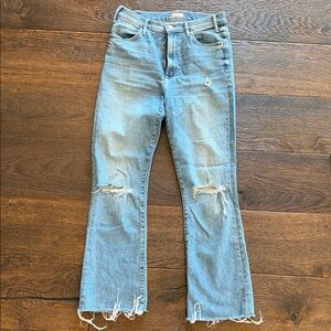 Light Blue Women's Distressed Straight-Leg Jeans